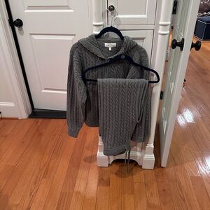 Lou & Grey Heathered Knit Zip-Up Hoodie and Matching Joggers - Size: SP